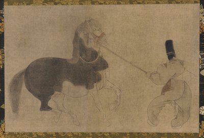馬と従者、桃山時代、1568-1615。 作： Unbekannt