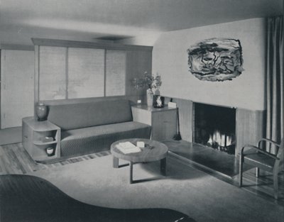 カリフォルニア州ポモナの家-仕切りの反対側のリビングルーム、1942 作： Unbekannt