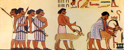 古代エジプト人がイスラエル人のエジプトへの到来をどのように描いたか、c1930。 作： Unbekannt