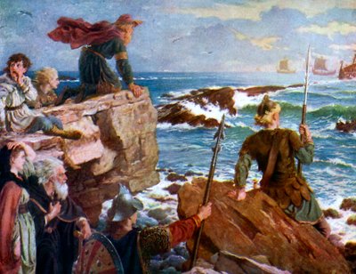 デンマーク人が1000年前、1925年にどのようにして海峡にやってきたか 作： Unbekannt