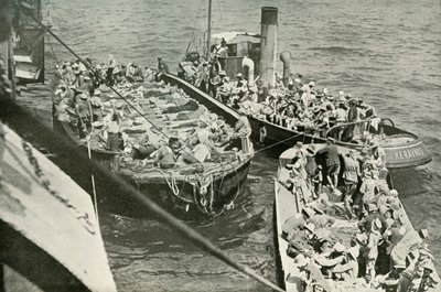 負傷者が病院の船に運ばれた方法、1919年。 作： Unbekannt
