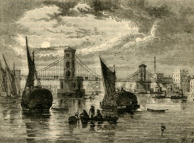 ハンガーフォード吊り橋、1850年、1881年。 作： Unbekannt
