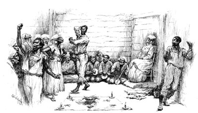 1886年、米国ルイジアナ州のブードゥーダンスの儀式中に誘発された催眠トランス 作： Unbekannt