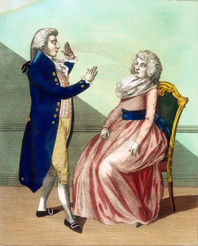 催眠術師が患者を魅了する、c1795 作： Unbekannt