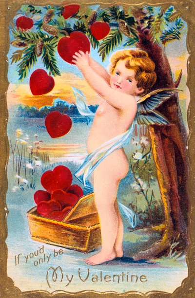 もしあなたが私のバレンタインになるなら、アメリカのバレンタインカード、1910 作： Unbekannt
