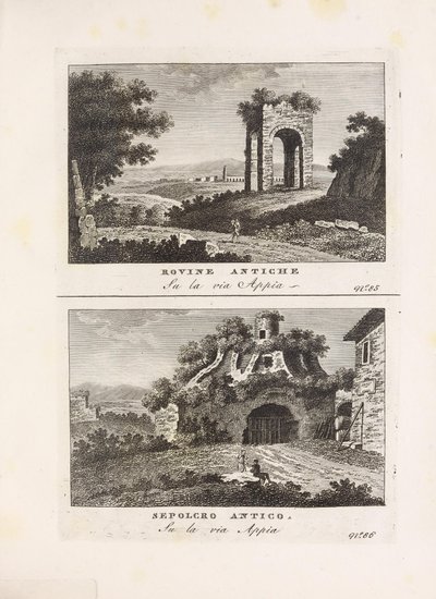 Vedute antiche e modne le piú interessanti della città di Roma av ukjent forfatter og utgitt at Presso Venanzio Monaldini, Stefano Piale in Piazza di Spagna (en, [ca 1820]) の挿絵。 作： Unbekannt