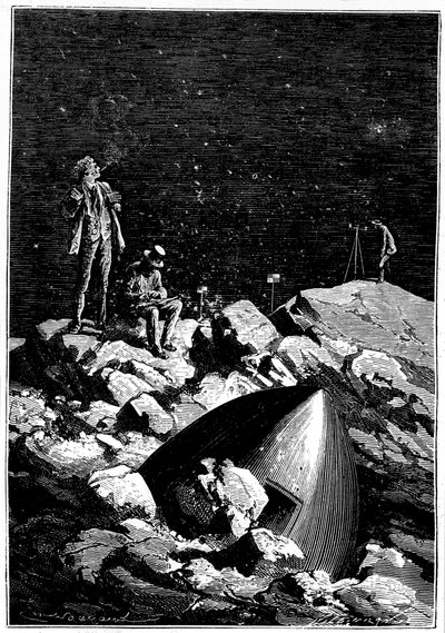 ジュールヴェルヌによる地球から月へのイラスト、1865年 作： Unbekannt