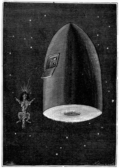 ジュールヴェルヌによる地球から月へのイラスト、1865年 作： Unbekannt