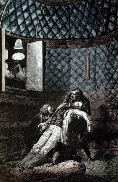 ジュールヴェルヌによる地球から月へのイラスト、1865年 作： Unbekannt