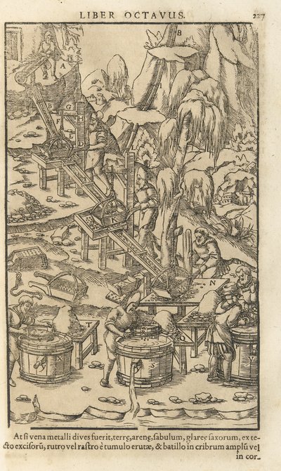 Georgius Agricola、1556年のDe Re Metallica libri XIIのイラスト 作： Unbekannt