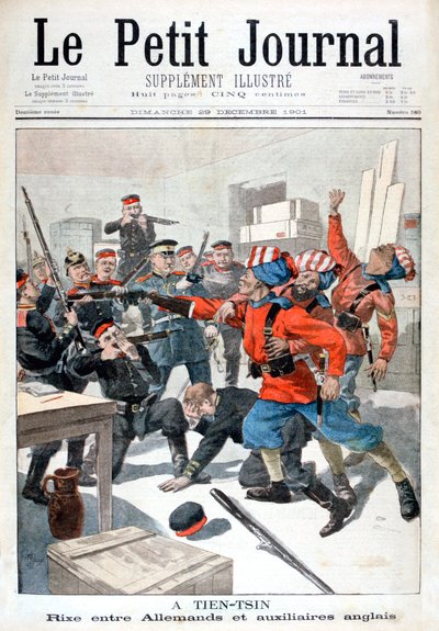 ドイツ軍とイギリスの補佐官の間の事件、天津、中国、1901 作： Unbekannt