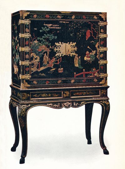 切られたラッカーを塗られたキャビネット、c1680、1910。 作： Unbekannt