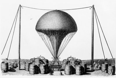 水素バルーンを膨らませる、1845 作： Unbekannt