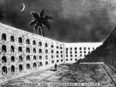 19世紀、1920年代のスペインの墓地の内部 作： Unbekannt
