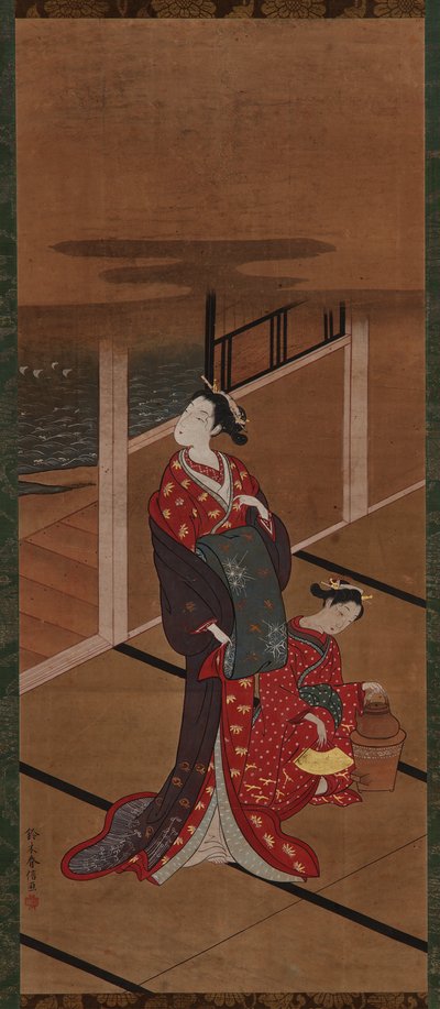 Interior: A Yujo and an Attendant Heating Water, Edo period, 1615-1868. 作： Unbekannt