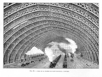 セントパンクラス駅の内部、ロンドン、1865 作： Unbekannt