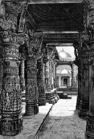 ジャイナ寺院、アブ山、ラージャスターン州、インド、1895年の内部 作： Unbekannt