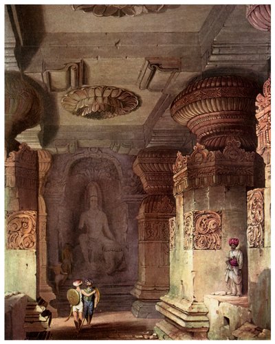 洞窟寺院の内部、エローラ、インド、マハラシュトラ州、19世紀1956 作： Unbekannt