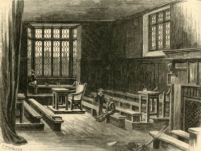 古い学校の部屋のインテリア、1898年。 作： Unbekannt