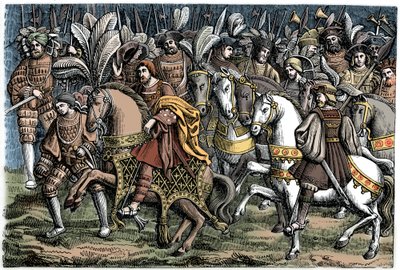フランシス1世とヘンリー8世のインタビュー、金の布地、1520年、1870年。 作： Unbekannt