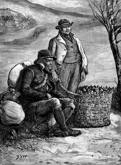 種芋を家に持ち帰るアイルランドの農民、1888年 作： Unbekannt