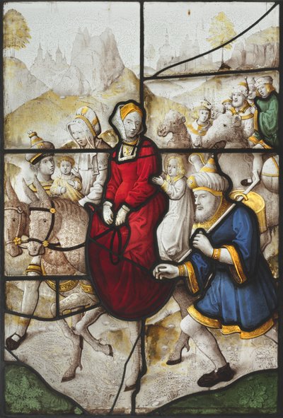 ジェイコブがラバンが追跡したレイチェルとリアと一緒にカナンに戻るc。 1525。 作： Unbekannt