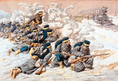 ロシア赤十字列車による日本軍の発砲、日露戦争、1904年 作： Unbekannt