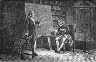 幾何学問題に取り組むジャンとジャックのベルヌーイ、18世紀、1874年 作： Unbekannt