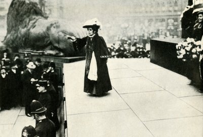 トラファルガースクエアで話すジェニーベインズ、1908年、1947年。 作： Unbekannt