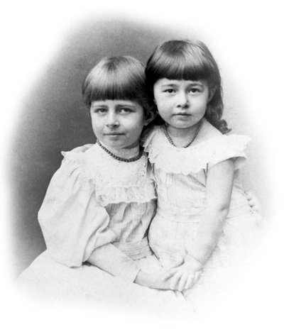 ヨハンネとマチルダ・ヘルツ、ハイルンリッヒとエリザベス・ヘルツの娘たち、1889年頃 作： Unbekannt
