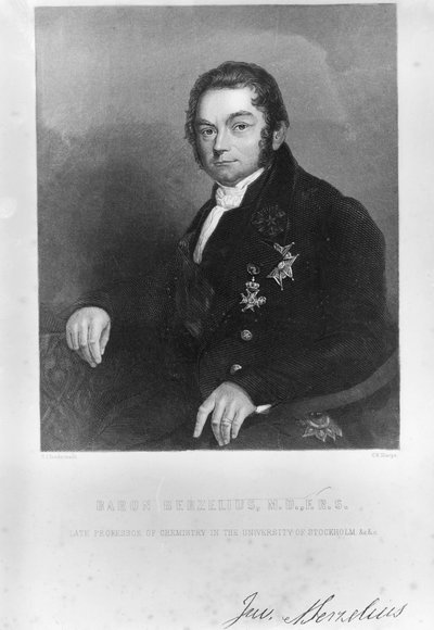 Jons Jacob Berzelius、スウェーデンの化学者、19世紀初頭 作： Unbekannt