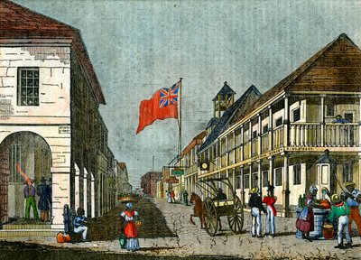 ジャマイカ、キングストンのハーバーストリートとキングストリートのジャンクション、c1835 作： Unbekannt