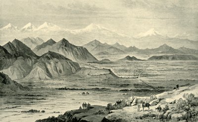 1879年10月8日、ベニヒサールのブリティッシュキャンプの上の丘から北を見るカブール、1901年。 作： Unbekannt
