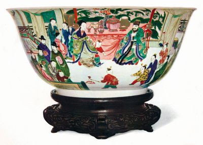 江西時代の皇居のシーンが描かれたファミールヴェルテボウル、中国、c1705 作： Unbekannt