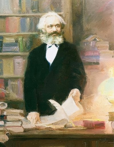 彼の研究におけるカール・マルクス。 1875年頃 作： Unbekannt
