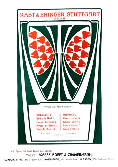 Kast＆Ehinger、シュトゥットガルトの広告、1909年。 作： Unbekannt
