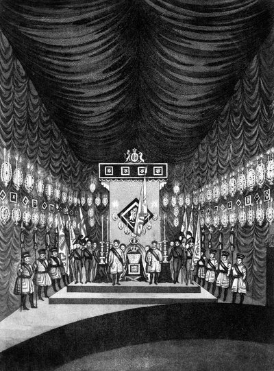 1830年、ウィンザー城の州に横たわるジョージ4世 作： Unbekannt
