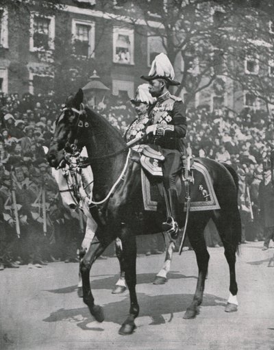 1910年5月20日、ロンドンの父、エドワード7世の葬式でジョージ5世王。 作： Unbekannt