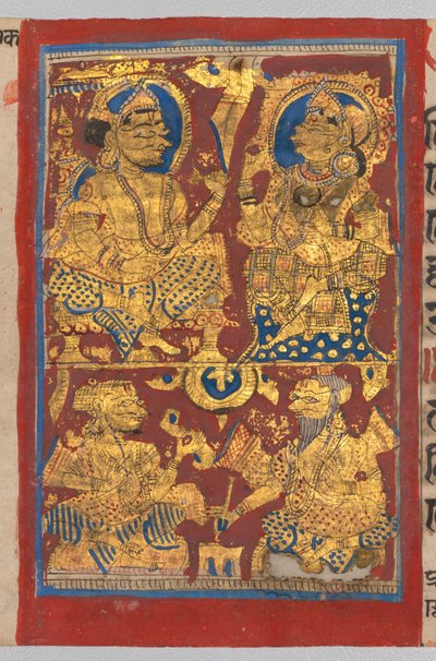 カルパ経からのシッダールタ王とトリシャラ女王、夢の占い師、c。 1475-1500。 作： Unbekannt