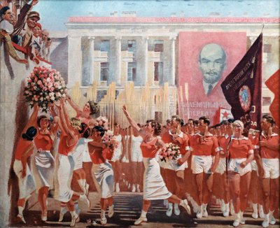 スポーツ選手のパレードを見るキーロフ」（1935年）A, N, Samokhvalovの絵画。 作： Unbekannt
