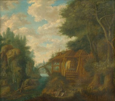 小屋のある風景 作： Unbekannt