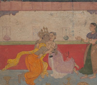 クリシュナ・キス・ラーダ：ボストン・ラシカプリヤ・ラバーズ・ブレビエリーのページ、1610年。 作： Unbekannt