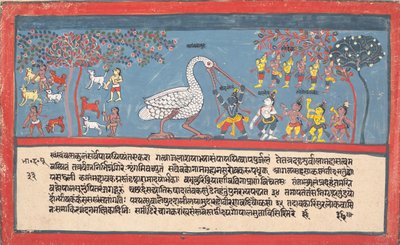クリシュナは、分散したバガヴァタプラーナ...、1800年から1825年のクレーンの悪魔...を倒します。 作： Unbekannt