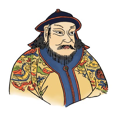 モンゴル帝国のKublai Khan 1215-1294、1912年の元王朝の創設者 作： Unbekannt