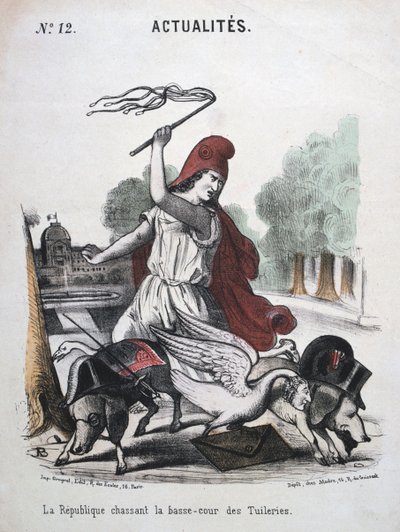 ラレピュブリックシャサンラバスクールデチュイルリー、寓意的な漫画、1870年-1871年 作： Unbekannt