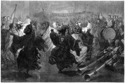 1876年のプリンスオブウェールズの前で行われたジュムムーでのラマダンス 作： Unbekannt