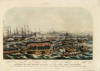 1854年にセヴァストポリ近くのオールドフォートにイギリス軍が上陸 作： Unbekannt