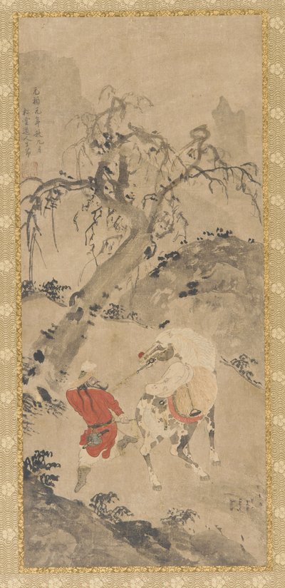 風景: まだらの馬と騎手、16 世紀。 作： Unbekannt