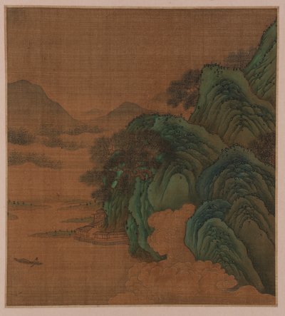 風景: 丘、谷、小川、おそらく明王朝、1368-1644。 作： Unbekannt