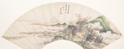 恵充風山水画、18世紀以降、1676年と偽装。 作： Unbekannt
